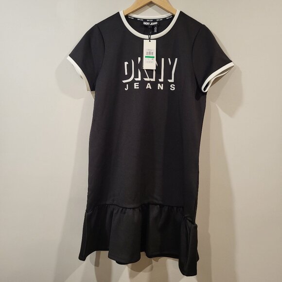 DKNY Black Drop-Waist Dress Size Large - Picture 2 of 4